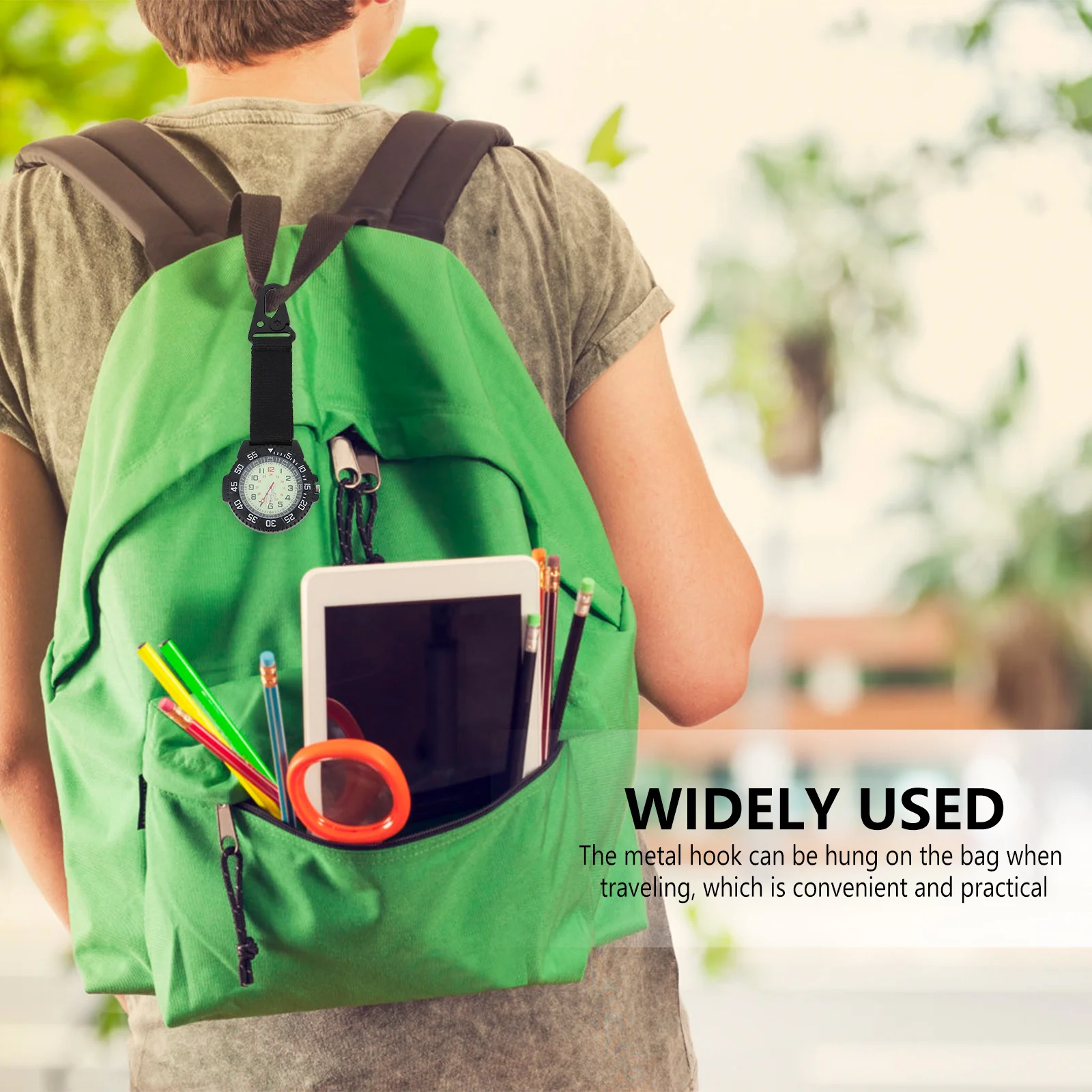 Lightweight Backpacker Clip Watch with Digital Dial Carabiner Design Outdoor Pocket Watch for Hiking Mountaineering Camping