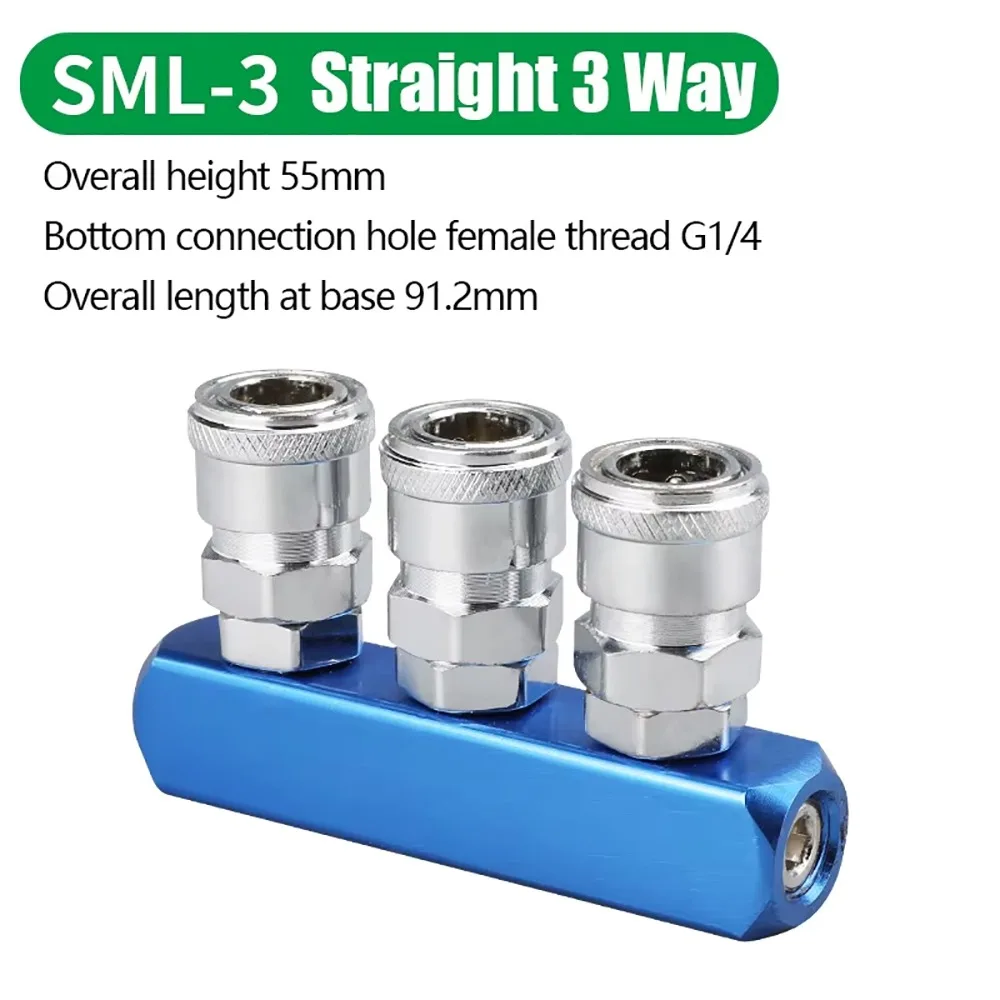 1Pcs C-type SML Compressor Fitting Multi Splitter Round Pneumatic Fitting 2/3/4/5 Slots Manifold Air Gas Distributor Pump Tool