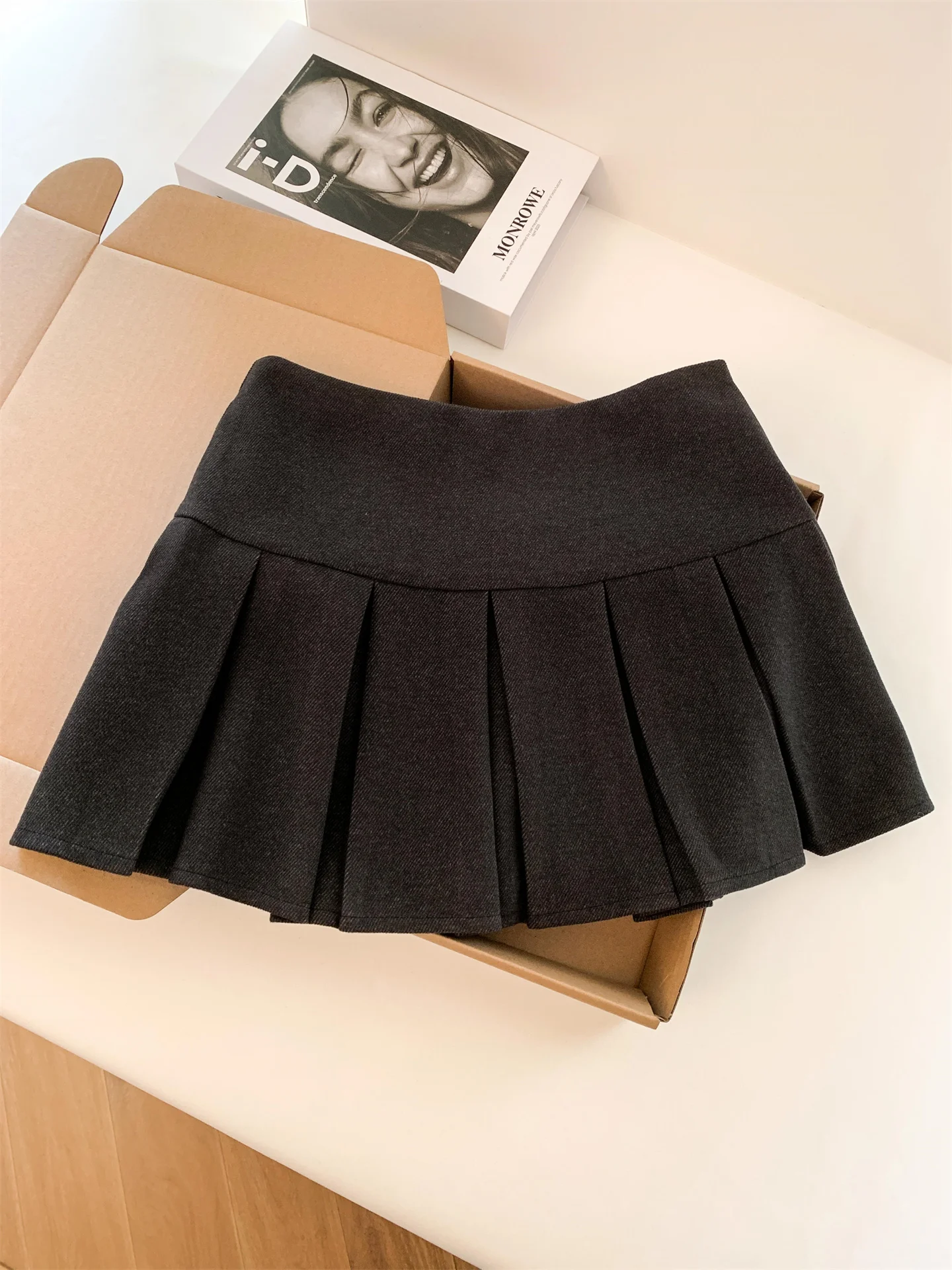 

Элегантная шерстяная юбка миди для женщин с низкой талией, летняя повседневная приталенная юбка А-силуэта в корейском стиле