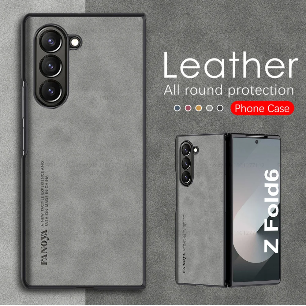 For Samsung Galaxy Z Fold 6 7 Case Lambskin Leather Slim Back Cover ZFold6 ZFold7 Z Fold7 Fold6 5G Camera Shockproof Funda Coque