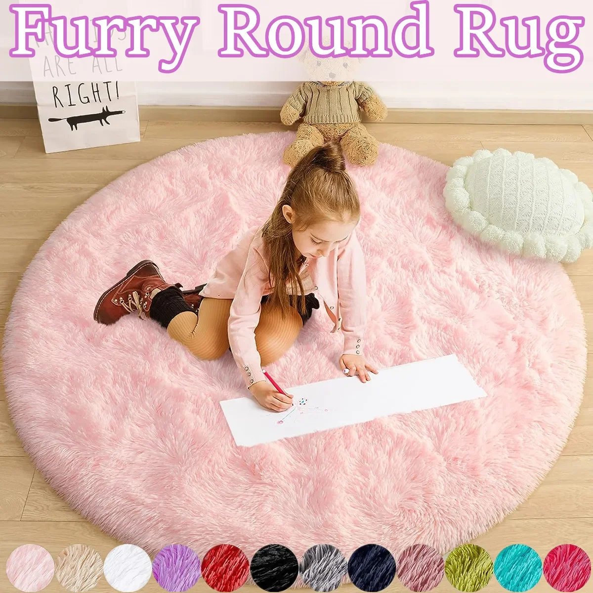 Super Soft Plush Round Rug Mat Fluffy White Carpets For Living Room Home Decor Bedroom Kid Room Decoration Salon Thick Pile Rug