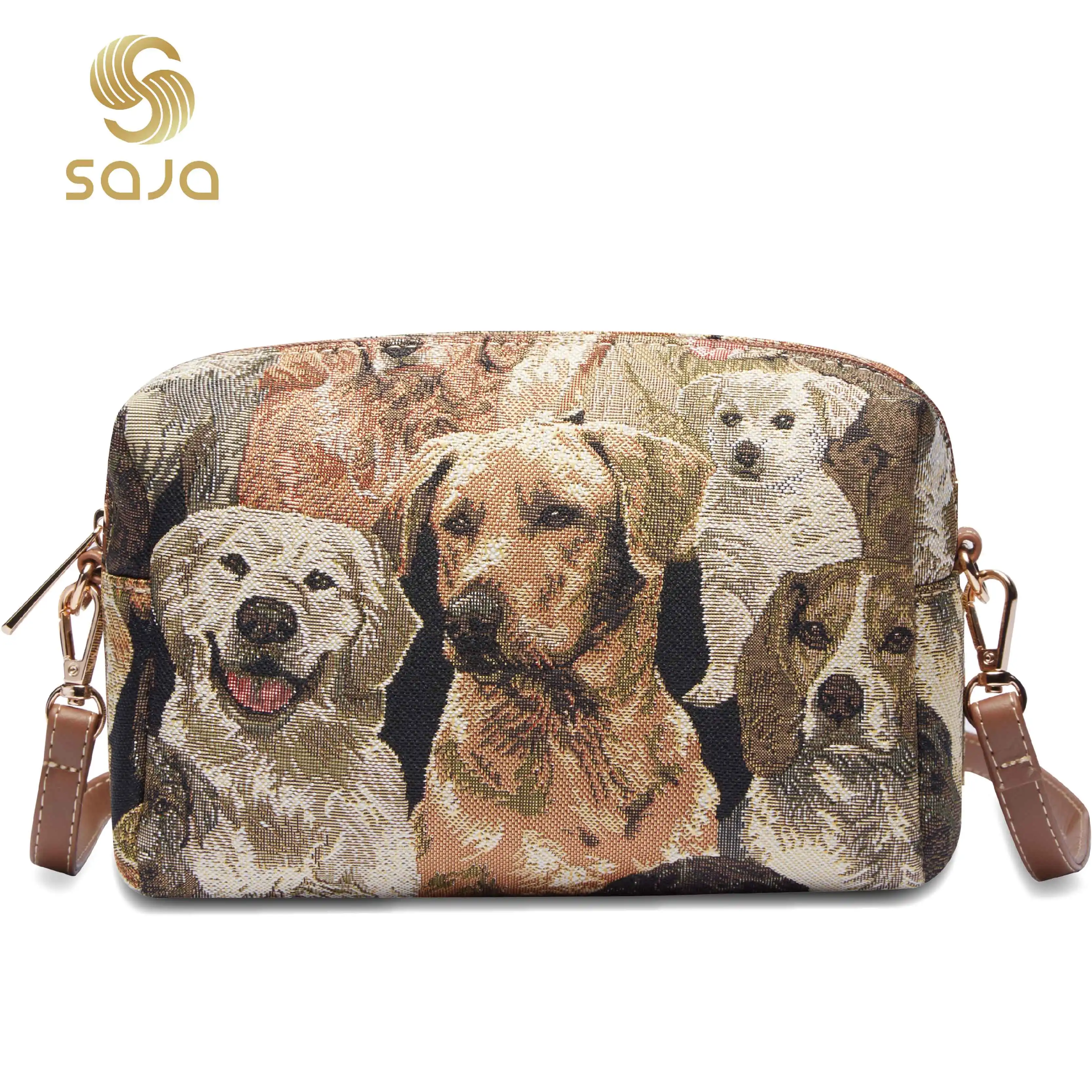 SAJA Tapestry Shoulder Bag Women's Bag Cute Dog Handbags Pouch Wallet Travel Bags For Women Female Tote Messenger Cellphone Bag