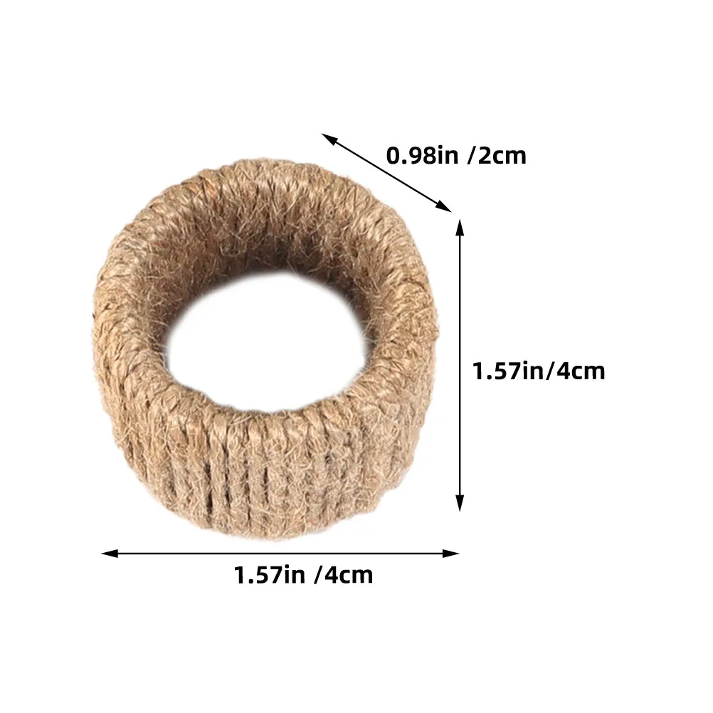 6Pcs Farmhouse Style Twine Napkin Rings Napkin Holder Set for Cloth Napkins Party Serviette Clasp Rustic Table Decor Dining