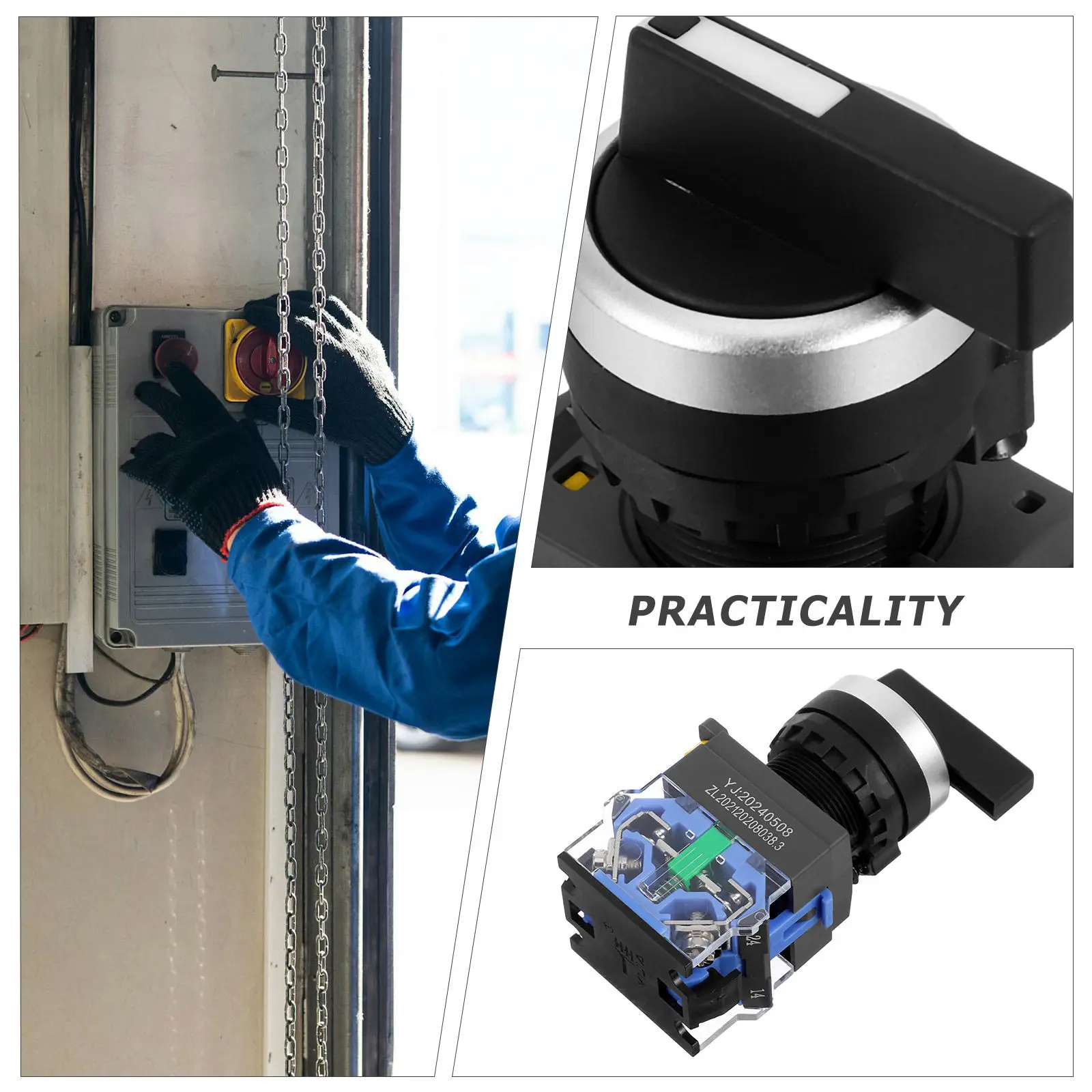 Rotary 3-Position Selector Switch Knob Maintained Latching Electrical Equipment Panel Mount Changeover Switch 0- Stable view 6