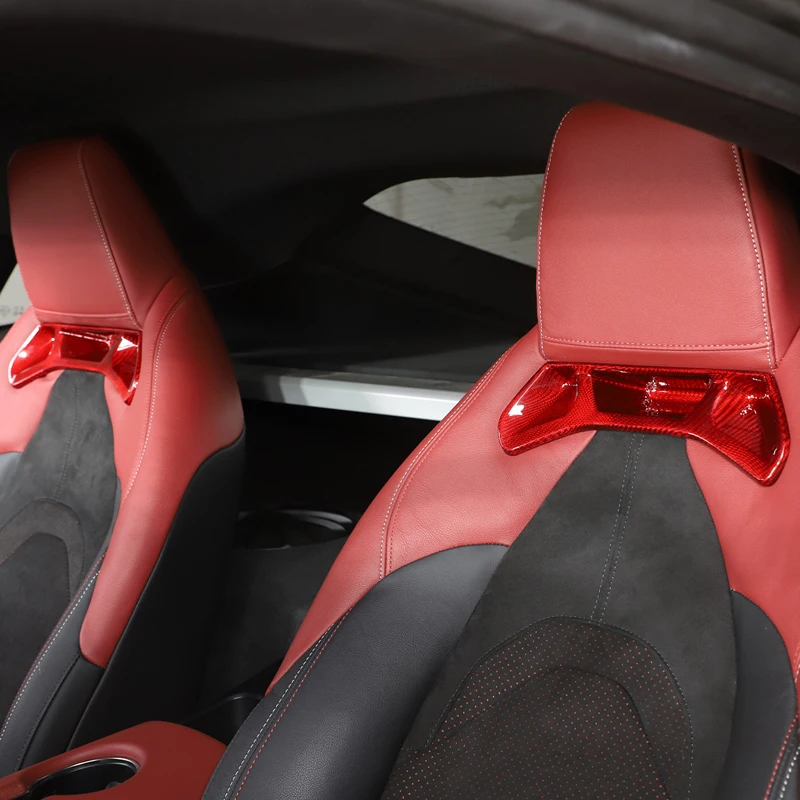 لتويوتا GR Supra A90 2019-2022 ألياف الكربون الأحمر نمط سيارة المقعد الأمامي الخلفي غطاء الكسوة ملصق اكسسوارات السيارات الفقرة السيارات
