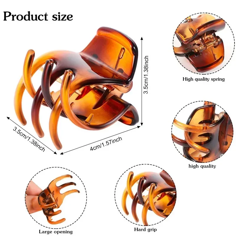 5 عبوات من مشابك مخلب الشعر مقاس 1.3 بوصة متعددة الألوان متوسطة الحجم بمخالب شعر الفك للنساء مشبك مخلب على الطراز الكلاسيكي للفتيات سميك