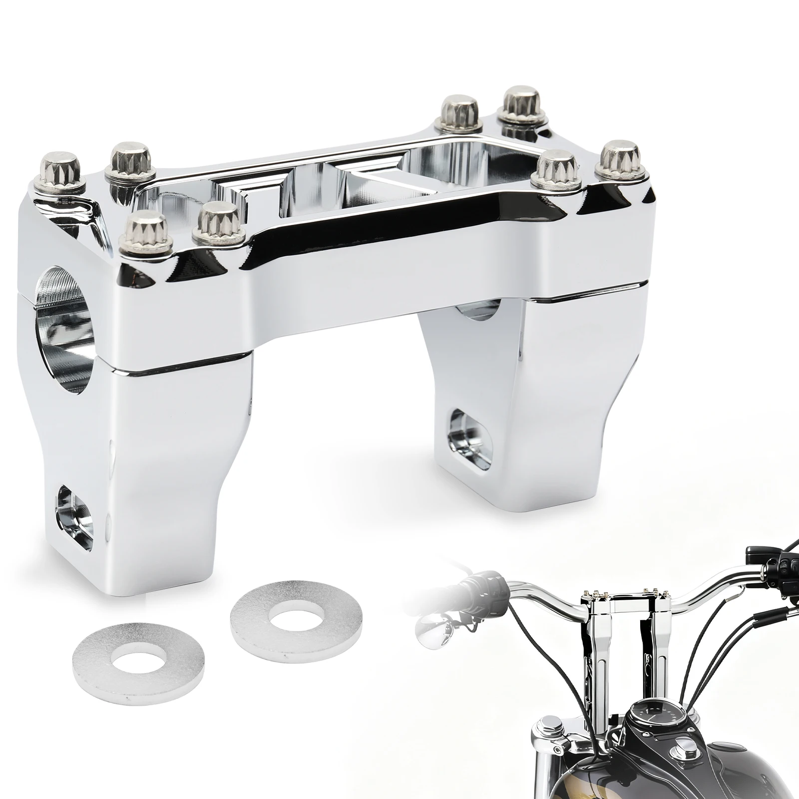 

2" Rise 1" Diameter Handlebar Clamp Riser for Harley Dyna Softail Sportster