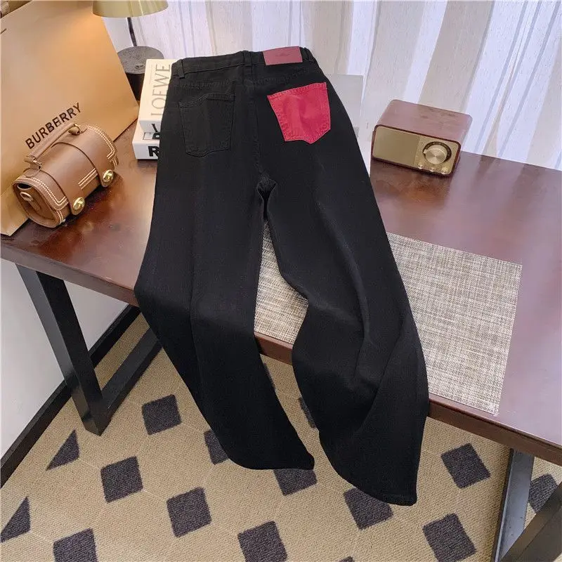 

Джинсы свободного кроя, женская одежда, индивидуальные утягивающие новые узкие прямые широкие брюки, темные джинсы с высокой талией, осенне-зимние брюки