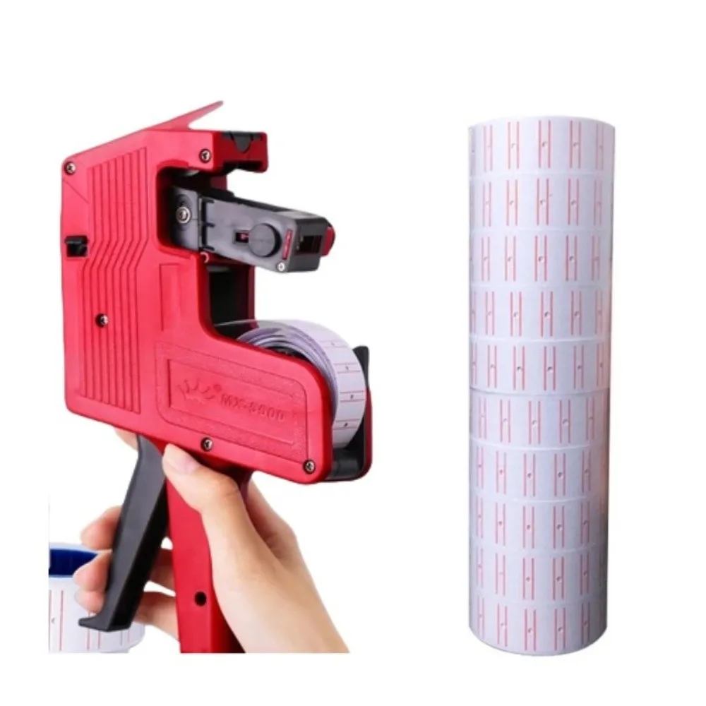 1 Roll Labels + 1 Ink Digital Tag Printer MX-5500 8 Digits Display Price Label Printer Office Supermarket Tag Marker Machine