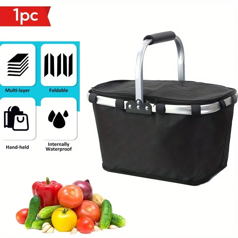 Multi-functional Insulated Picnic Basket - Portable, collapsible and durable with aluminum liner for storing hot and cold foods