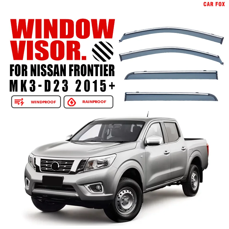 

Пластиковый козырек для NISSAN Frontier D22 D23 1998-2023, вентиляционные оттенки, защита от солнца и дождя для NISSAN Frontier D22 D23 1998