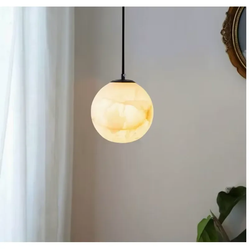 Modern simple moon marble design bedroom home decoration small area bedside LED chandelier 360 degrees luminous angle warm