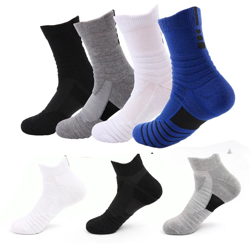 Running Men Sport Socks Running Socks Basketball Breathable Moisture Wicking Athletic Sock Non-slip Long Short Tube Thick Towel