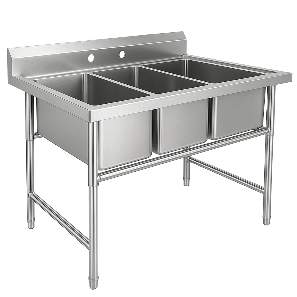 Chinese Manufacturer Commercial Kitchen 304 316 Professional Triple Bowl Sink Stainless Steel Sink
