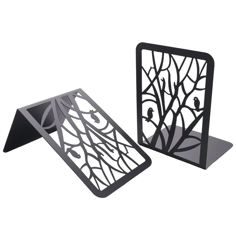 Book Ends, Book Ends For Shelves, Decorative Bookends For Books, Bookends For School, Home Or Office (Black, 1 Pair)