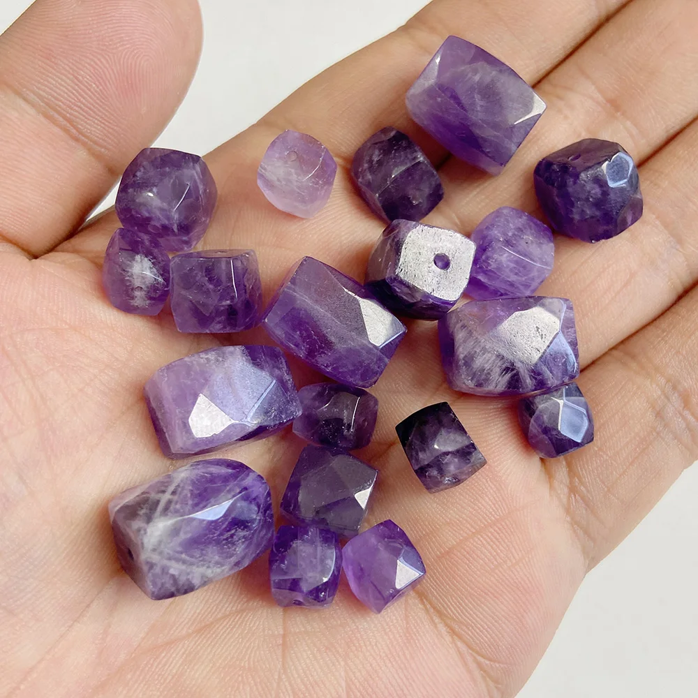 Natural Raw Mineral Stone Beads Square Shape Bead Citrine Quartz Reiki Healing Beads For Jewelry Making DIY Necklace Bracelet