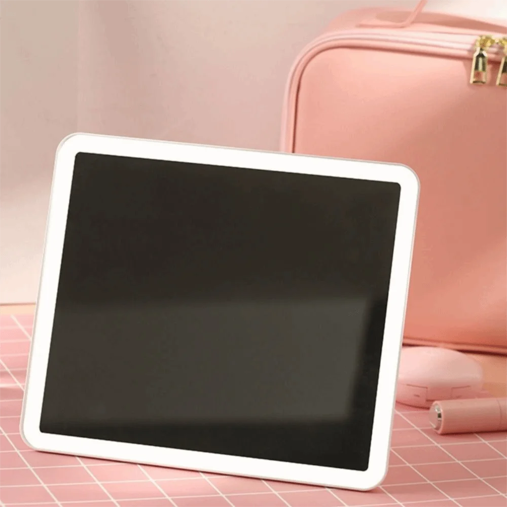 Detachable Partition Large Capacity Makeup Bag Waterproof Handheld Cosmetic Organizer Bag Adjustable LED Light Mirror Bag