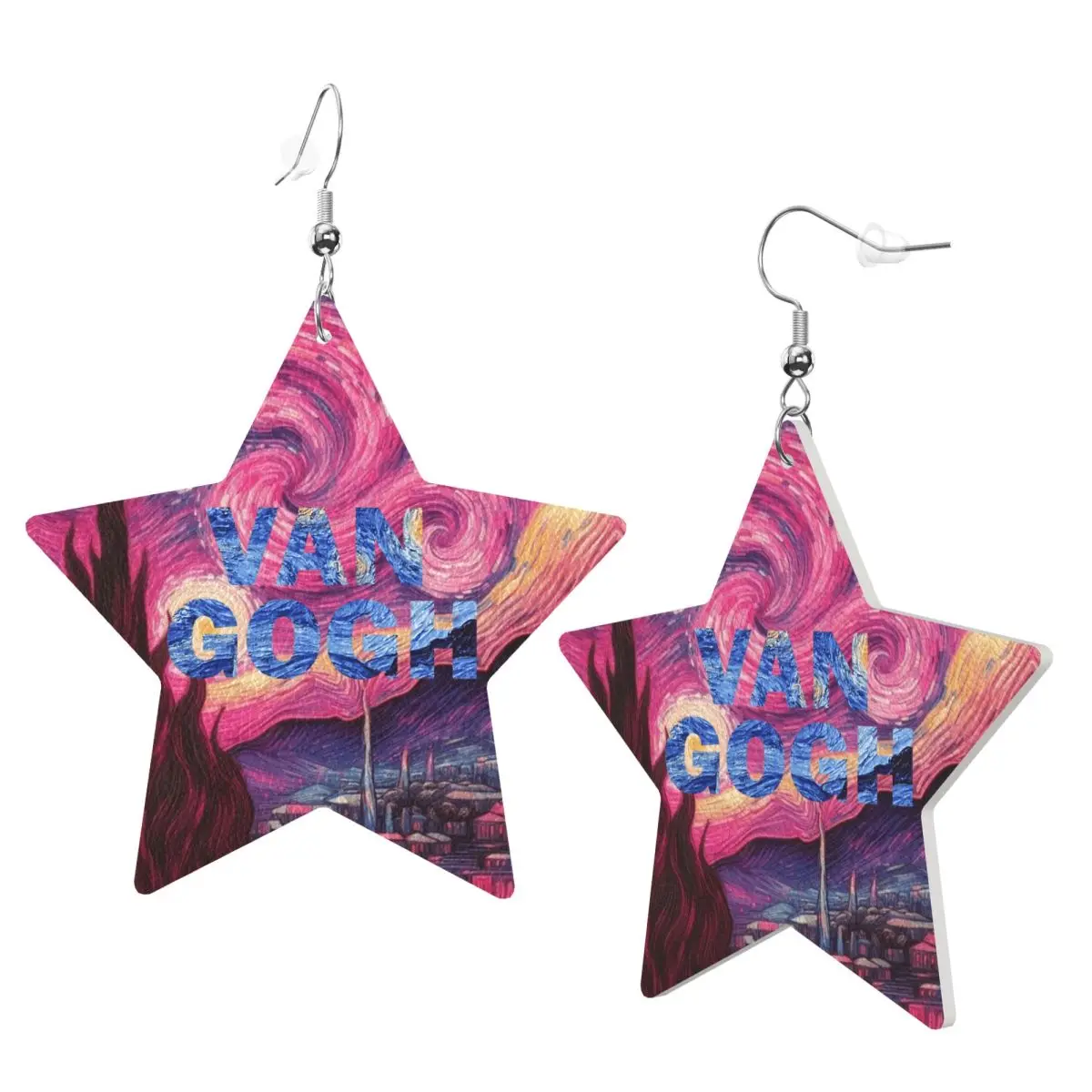 Custom Drop Dangle Earrings Vincent Van Gogh Painting Collage Leather Teardrop Earrings PVC Leather for Gifts Dainty Jewelry
