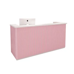 custom.Luxury Checkout Counter Pink Wood Reception Counter Office Desk Reception Small Reception Desk Modern