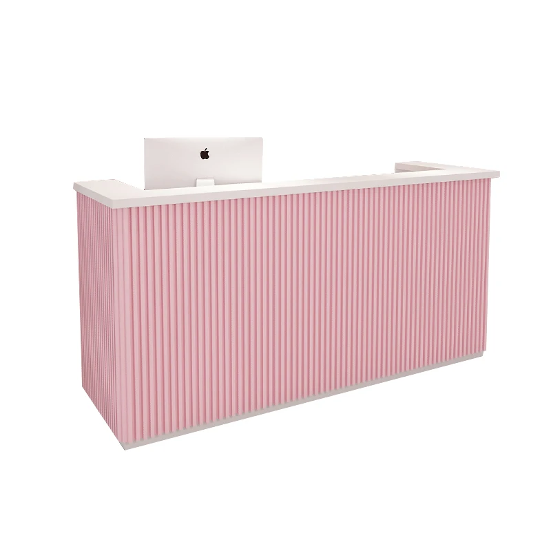 custom.Luxury Checkout Counter Pink Wood Reception Counter Office Desk Reception Small Reception Desk Modern