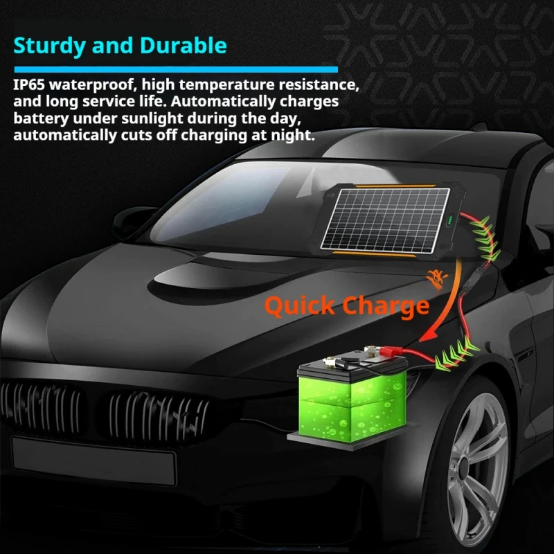 20W Solar Panel for Car Battery Trickle Charger 12V-18V Outdoor Power Supply Power Generator for RV Travel Camping Hiking