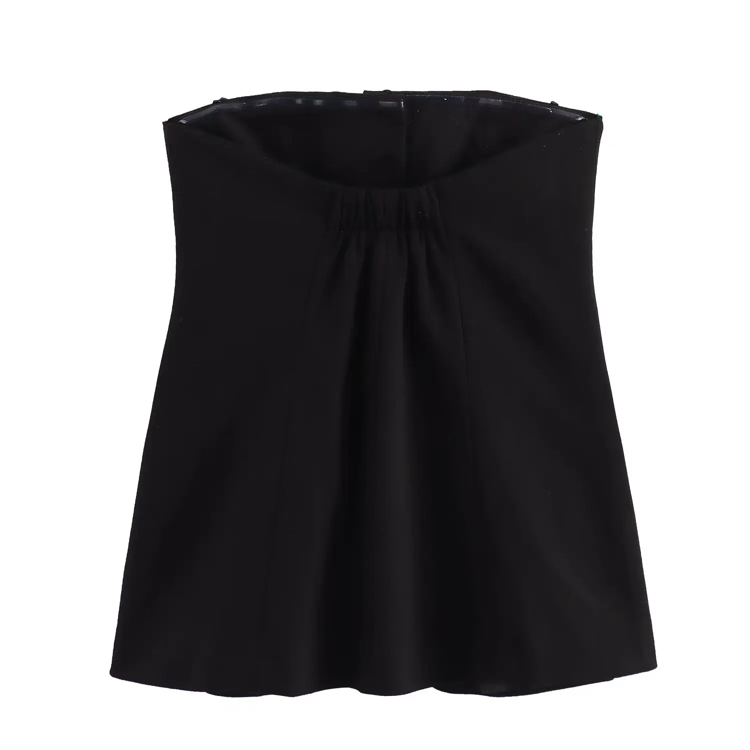 TRAF Chic Office Black Strapless Camis Sexy Women Summer Button Sleeveless Tops Female Slim Solid Vests Tanks Tops ﻿4387/326