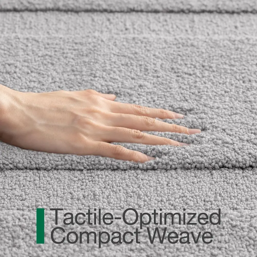 Large Plush Grey Bathroom Rugs - Non-Slip, Quick-Dry, Washable, 24x60