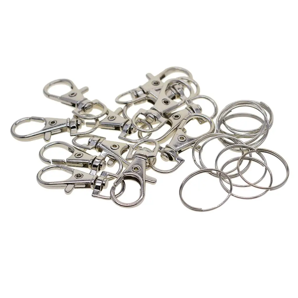 2-6pack 24 Pieces Alloy Swivel Lanyard Snap Hook with Key Rings DIY