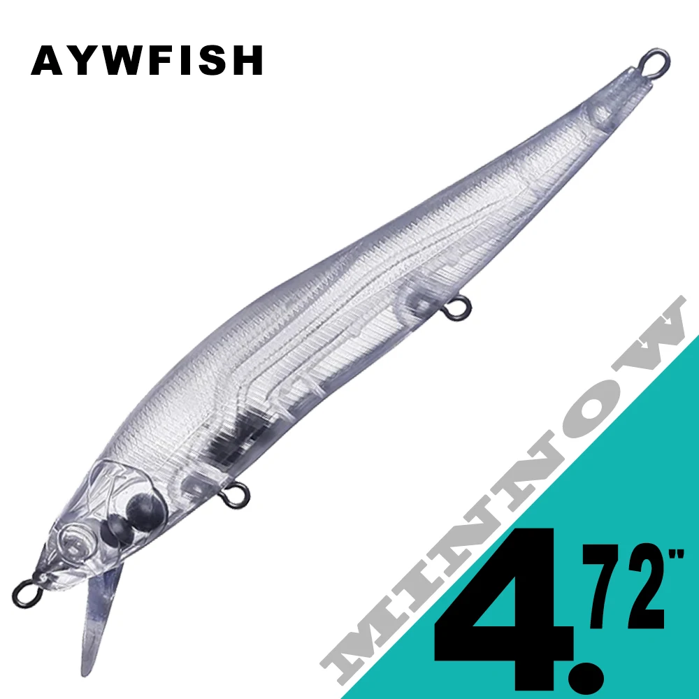 AYWFISH 10PCS / LOT Unpainted Minnow Bait 12CM 12.5G Floating Minnow Jerkbait DIY Customized Bass Pike Fishing Lure Bait Blanks