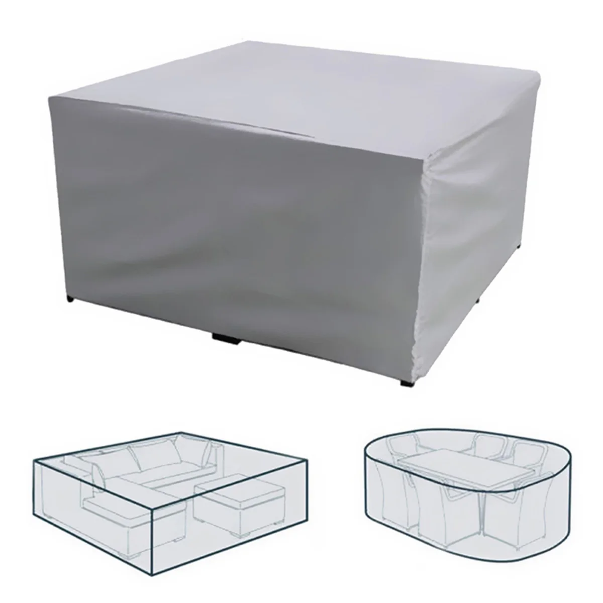 Robuste wasserdichte Abdeckung für Terrassenmöbel, rechteckiger Garten, regen- und schneesicherer Outdoor-Sofa-Tisch und Stuhl, winddichte Abdeckung – Detail 13