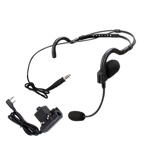전술 라디오 시니어 헤드셋, U94 PTT 포함 편측 헤드폰 마이크, 켄우드 바오펑 UV-5R UV-82 워키토키용