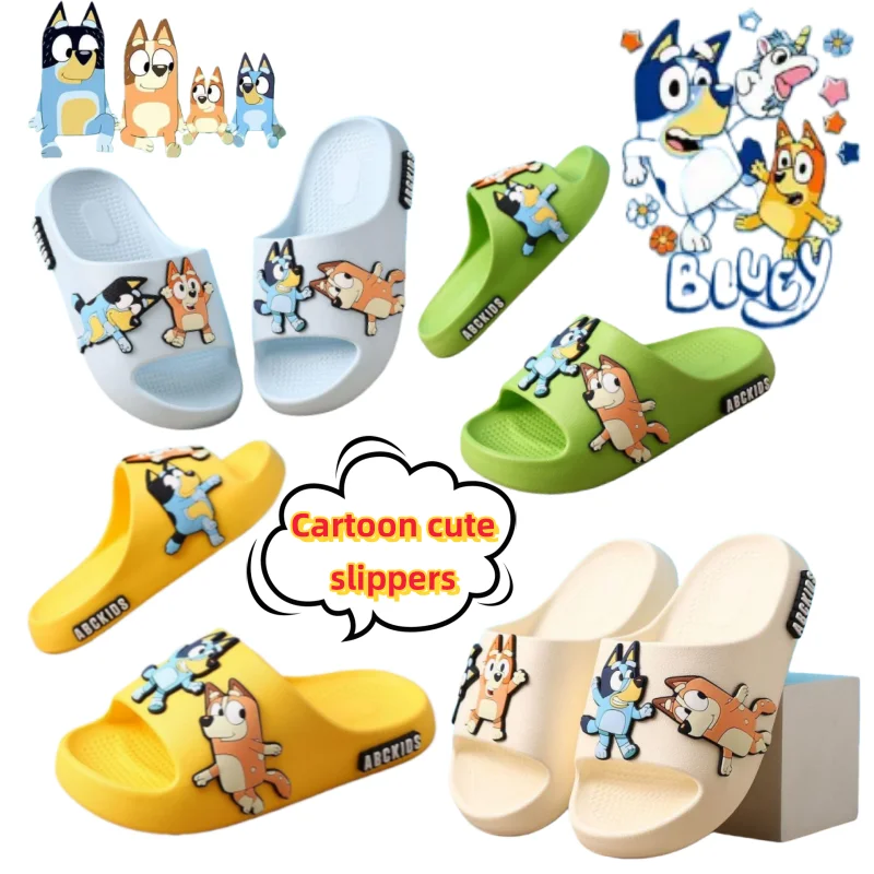 

New Bluey Bandit Socks Stripe Anime Two-Dimensional Slippers for Boys Summer Cartoon Cute Indoor Non-Slip Soft Sole Home Shoes