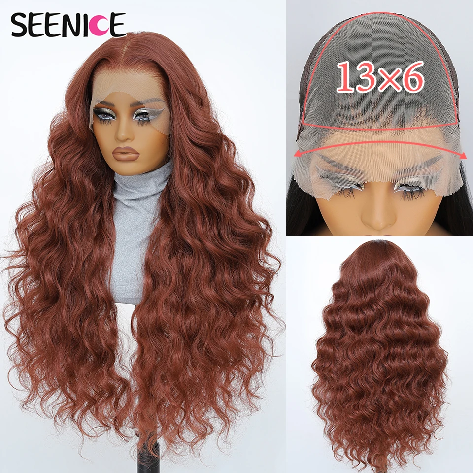 HD 13x6 Synthetic Blend Lace Frontal Wig 30 Inch Long Body Wave Pre Plucked Hairline Ombre Blonde Brown for Women Halloween Wig
