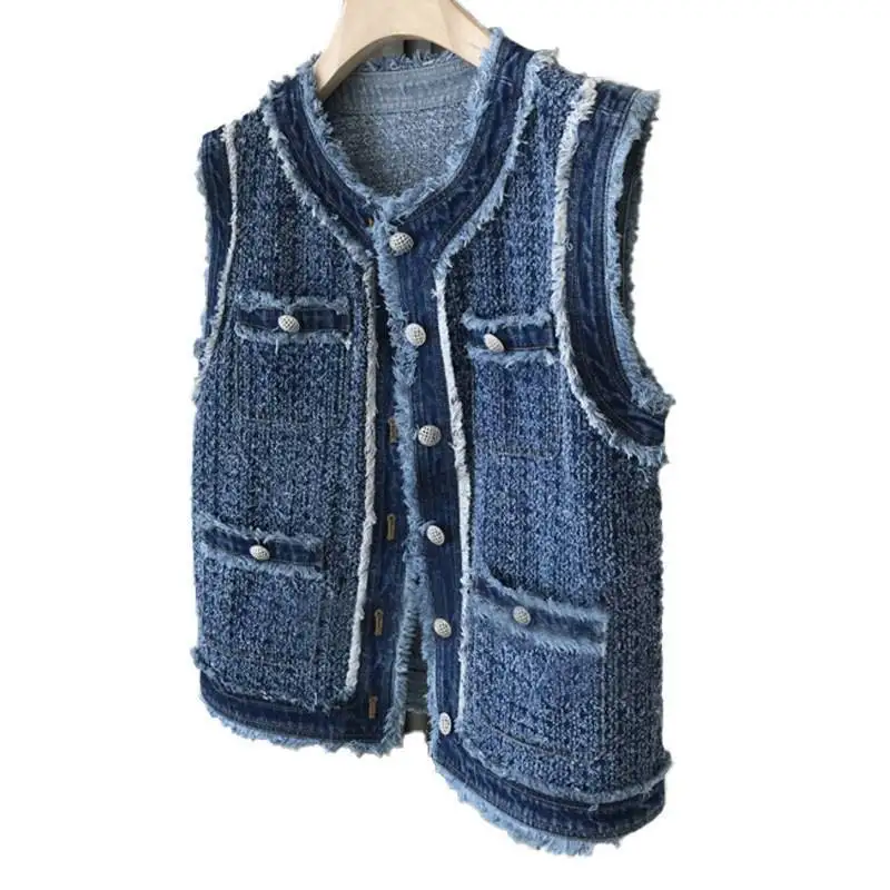 الفاخرة خمر الجاكار صدرية سترة المرأة أكمام سترة الاتجاه الجديد Vestes أعلى شرابات المرقعة سترة واحدة الصدر