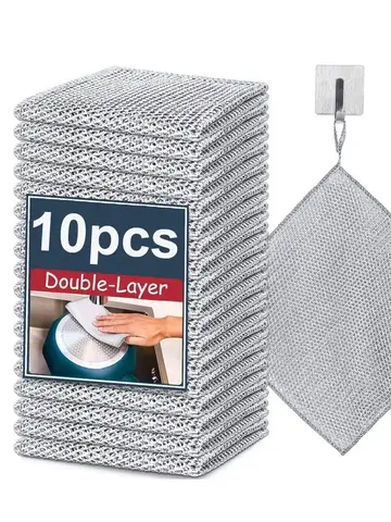 Rags for Kitchen Scrubber Wire Dishcloth Thickened Double-sided Metal Steel Cleaning Towel Pot Dish Washing Cloths Scouring Pads