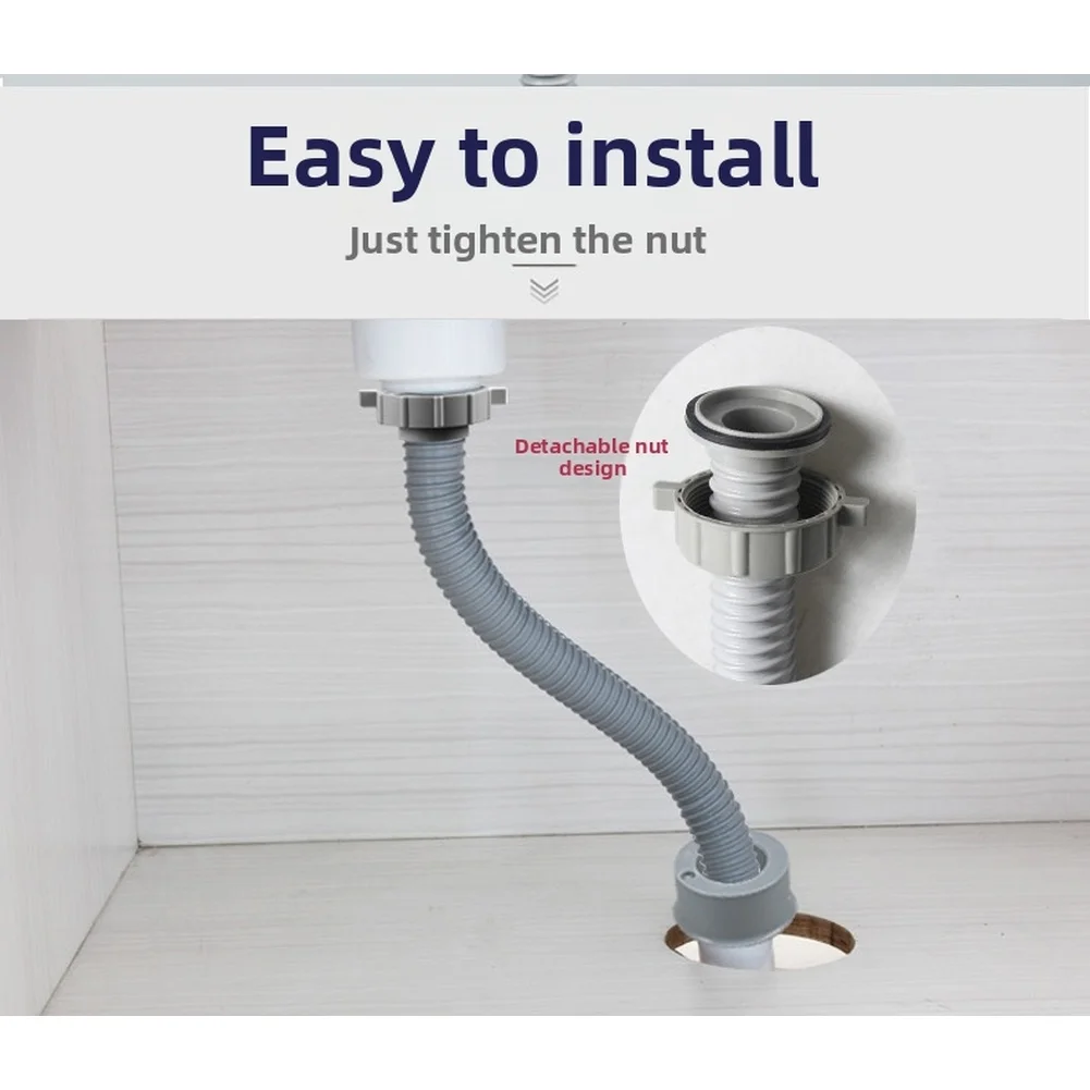 57mm Threaded Sink Drain Pipe Designed for Standard 57.2mm Sink Openings Featuring Heat Resistant PVC and Internal Wire Support