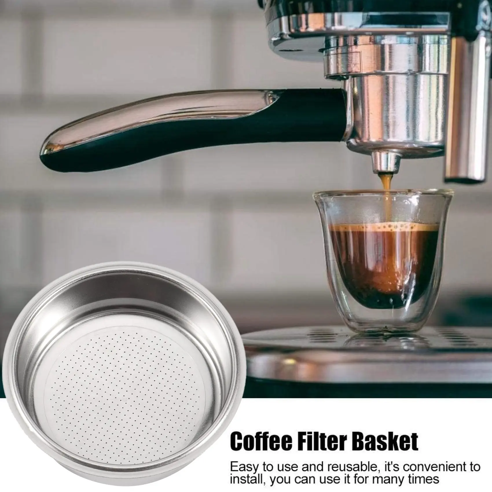 Coffee Filter,51mm Stainless Steel Coffee Filter Cup Basket,Non-Pressure Coffee Maker Filters,Coffee Machine Accessory A