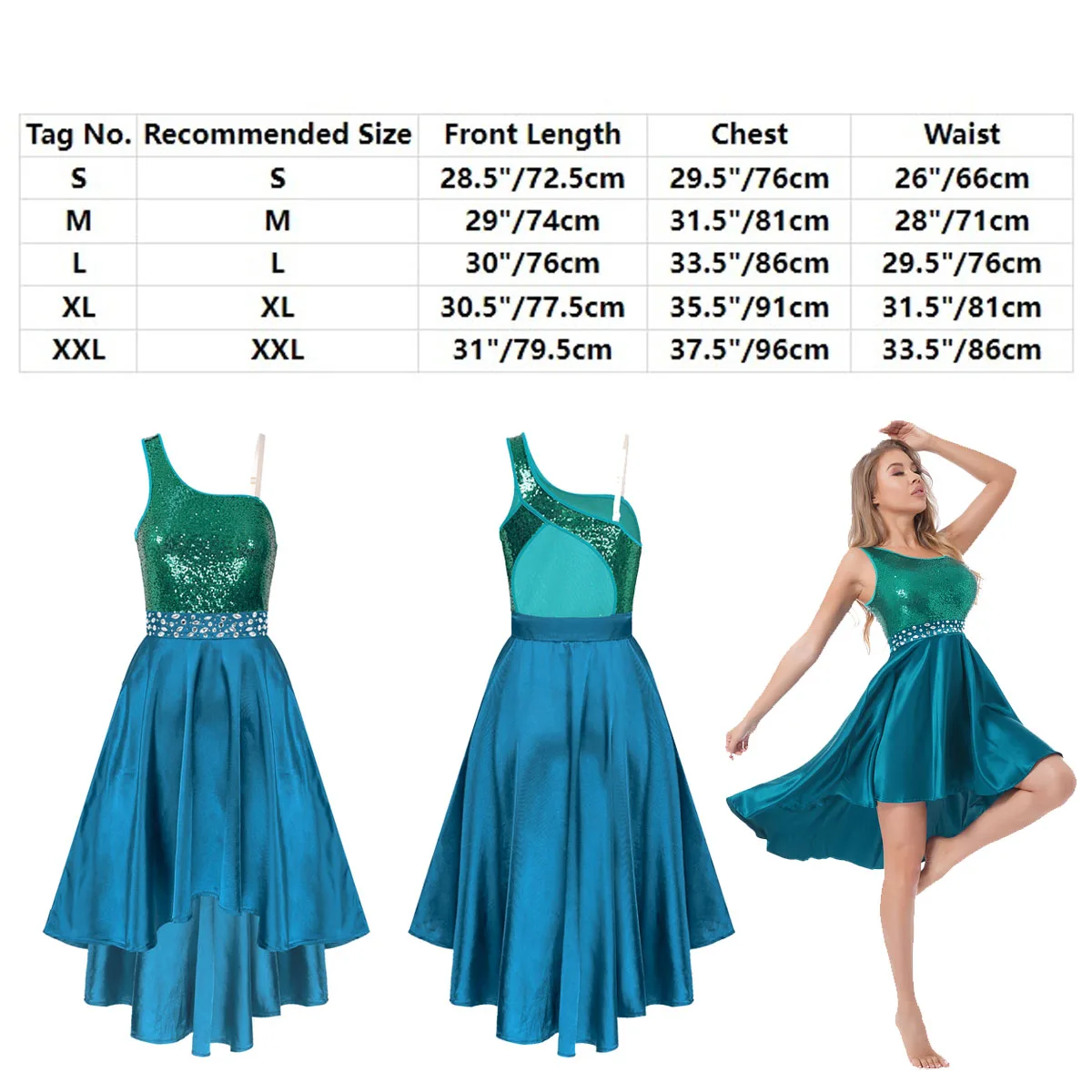 Sleeveless Asymmetrical Lyrical Dance Costumes Women Adult Sparkly Sequin Ballet Tutu Gymnastics Leotard Dance Dress