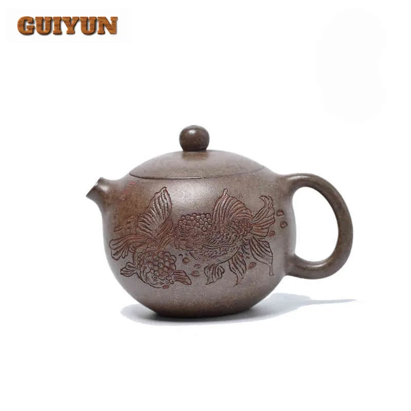 

140 мл креативные чайники из фиолетовой глины Исин, художницы, горшок Xishi ручной работы, чайник из необработанной руды, цветение, грязевой чайник, китайский чайный сервиз Zisha, посуда