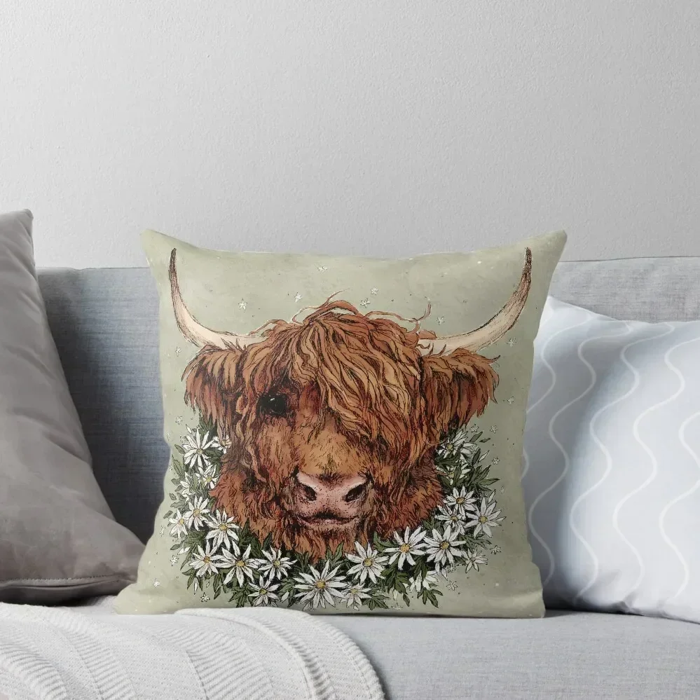 

I sure hope this cow isn't allergic to daisies Throw Pillow New year Sofa Decorative Covers bed pillows pillow