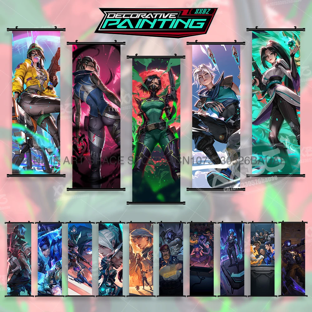

Valorant Hanging Painting Neon Astra Hot Game Posters Sova Home Decor Cypher Scrolls Picture Breach Wall Artwork Reyna Wallpaper