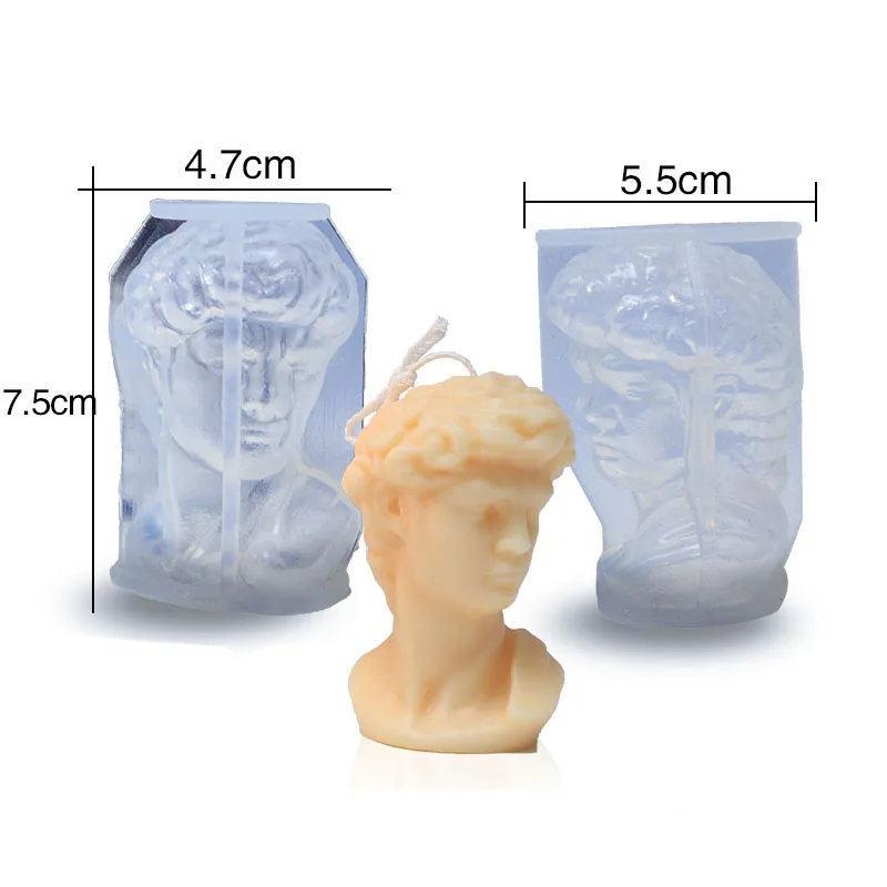 Mini David Figure Statue Silicone Soap Candle Mold Scented Wax Melt Mould Decorating Resin Crafts Silicone Aroma Gypsum Molds