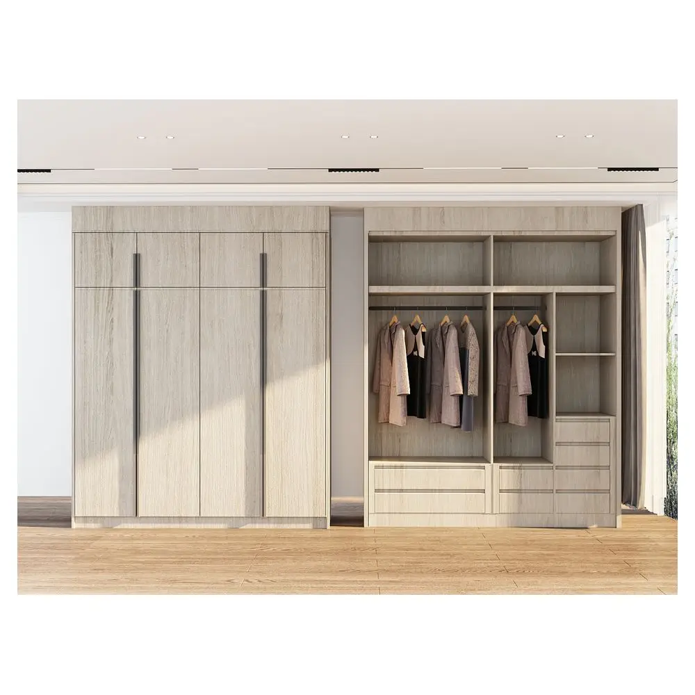 Maßgefertigter Einbauschrank mit Soft-Close-Türen, platzsparendes Moduldesign für Schlafzimmer & Apartments, Premium-MDF-Konstruktion