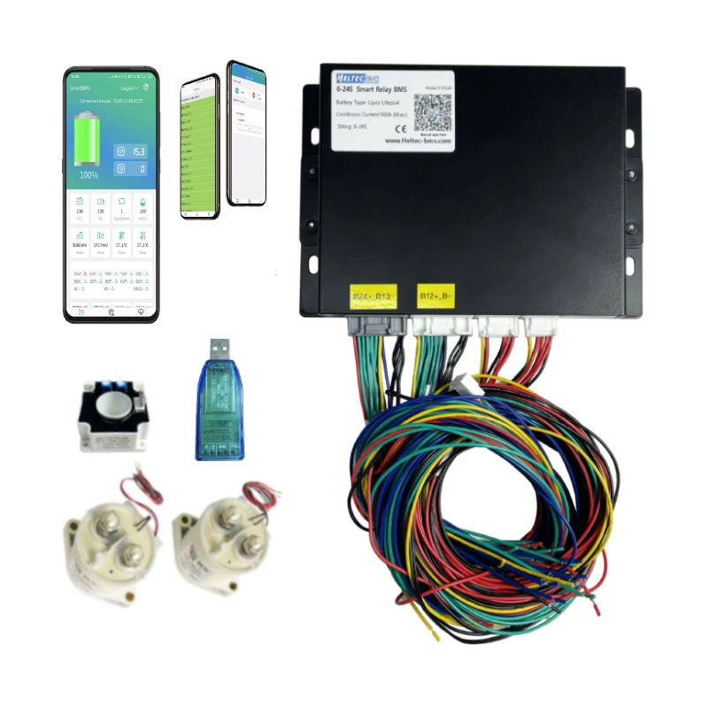 BMS Smart BMS 16S 24S with rs485 200A 500A LFP/Li-ion battery monitoring App BT PC RS485 CAN protocol Lifepo4 Relay BMS