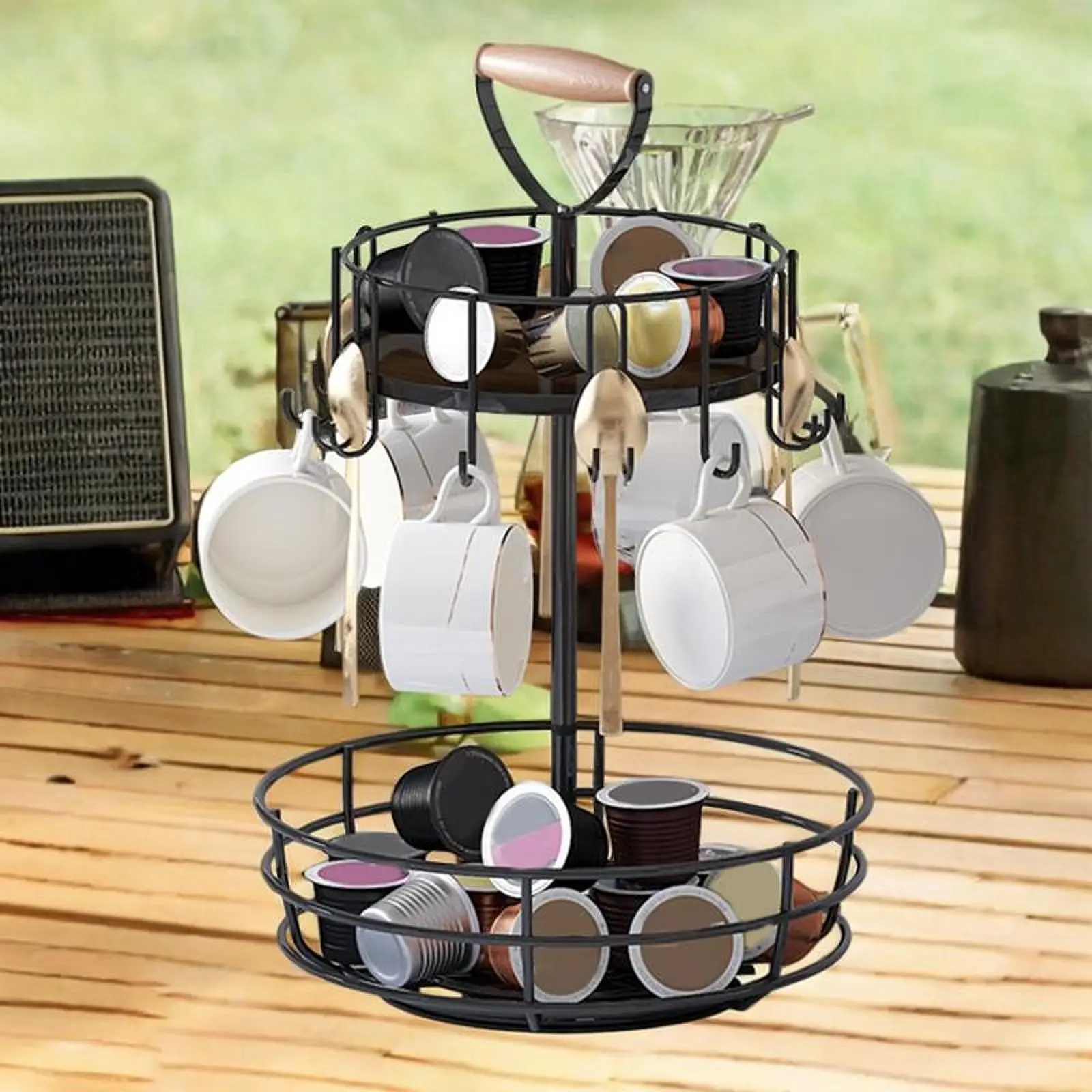 Porte-tasse Double couche, décoration de maison rotative pour bureau, hôtel