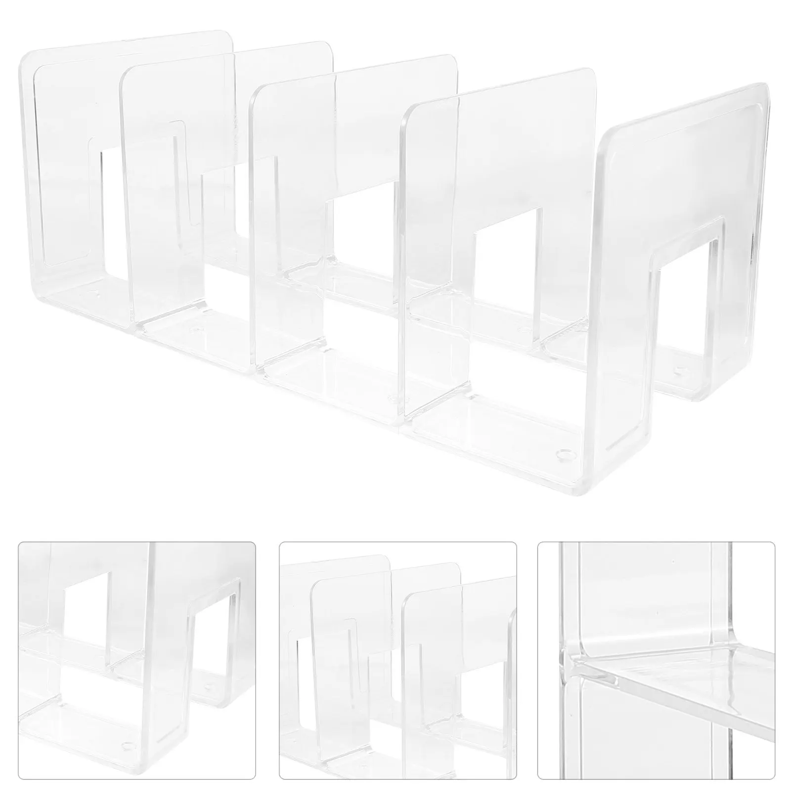 Acrylic Bookends Set Pink Desktop ganizer Storage Rack for Books Magazines Documents Multi Function Shelf Accessory Purse