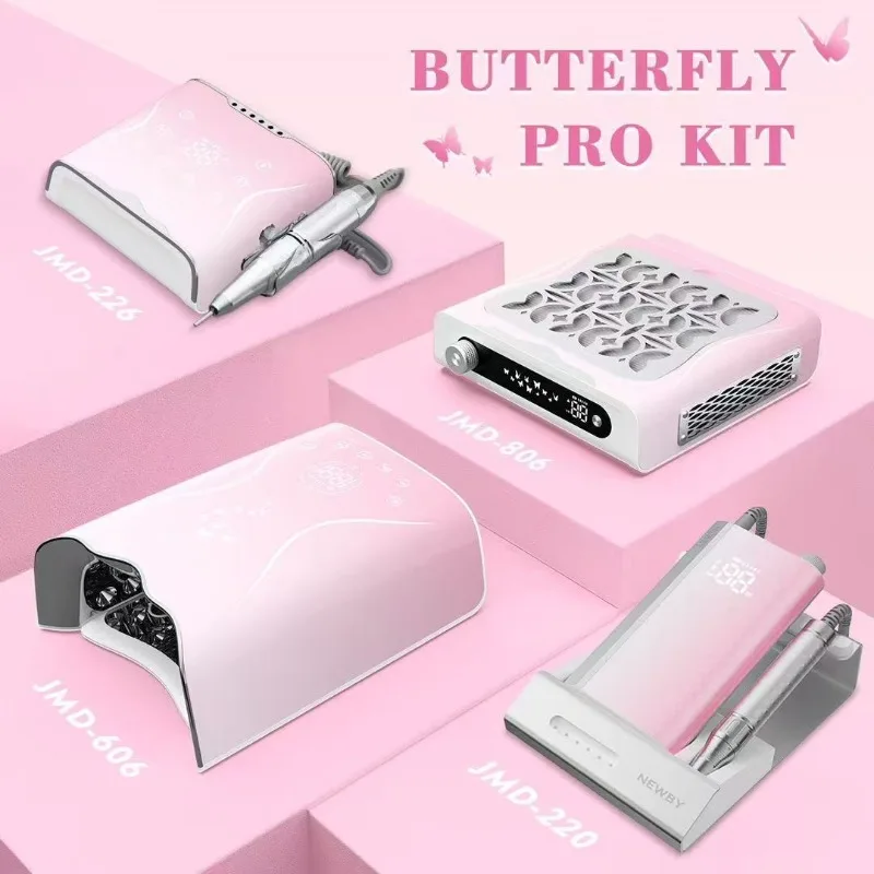 115W Butterfly UV LED Nail Lamp 45 Beads Quick Dry Gel Curing Light No Black Hands Eye‑Friendly Manicure Lamp