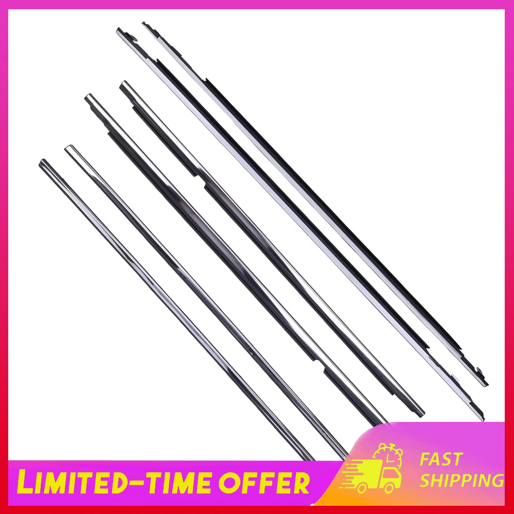

6Pcs Window Molding Trim Car Outside Door Window Seal Belt for Land Cruisers FJ80/ FZJ80/ HDJ80 1991-1998 7566060020 7571060021