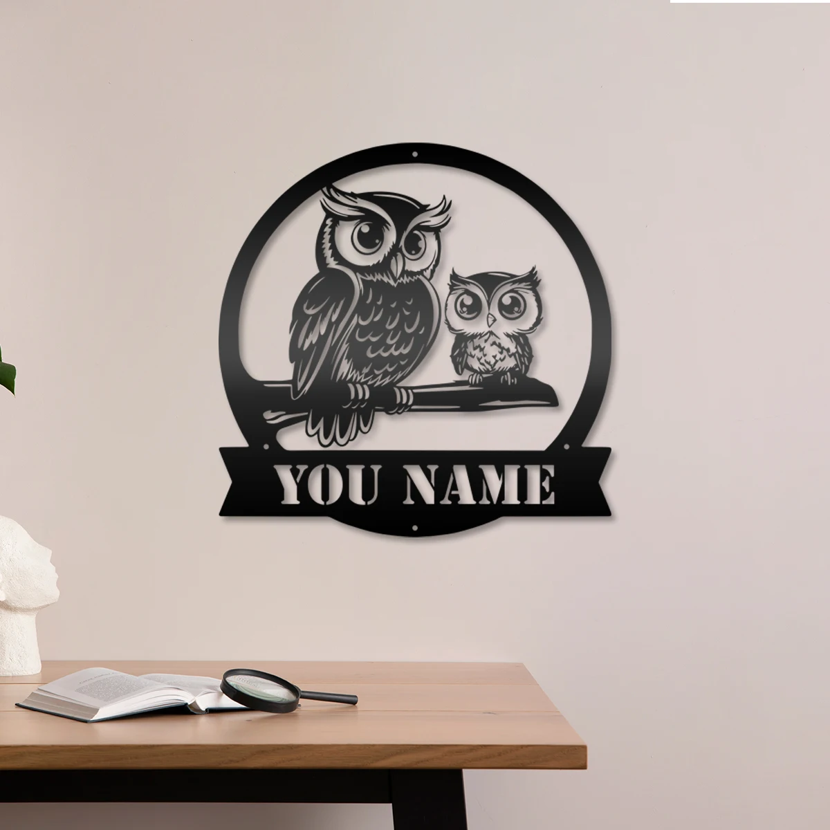 

1pc cute owls Personalized Name Metal Wall Signs Tin Wall Plaque For Kids Rooms Diy Home Decoration