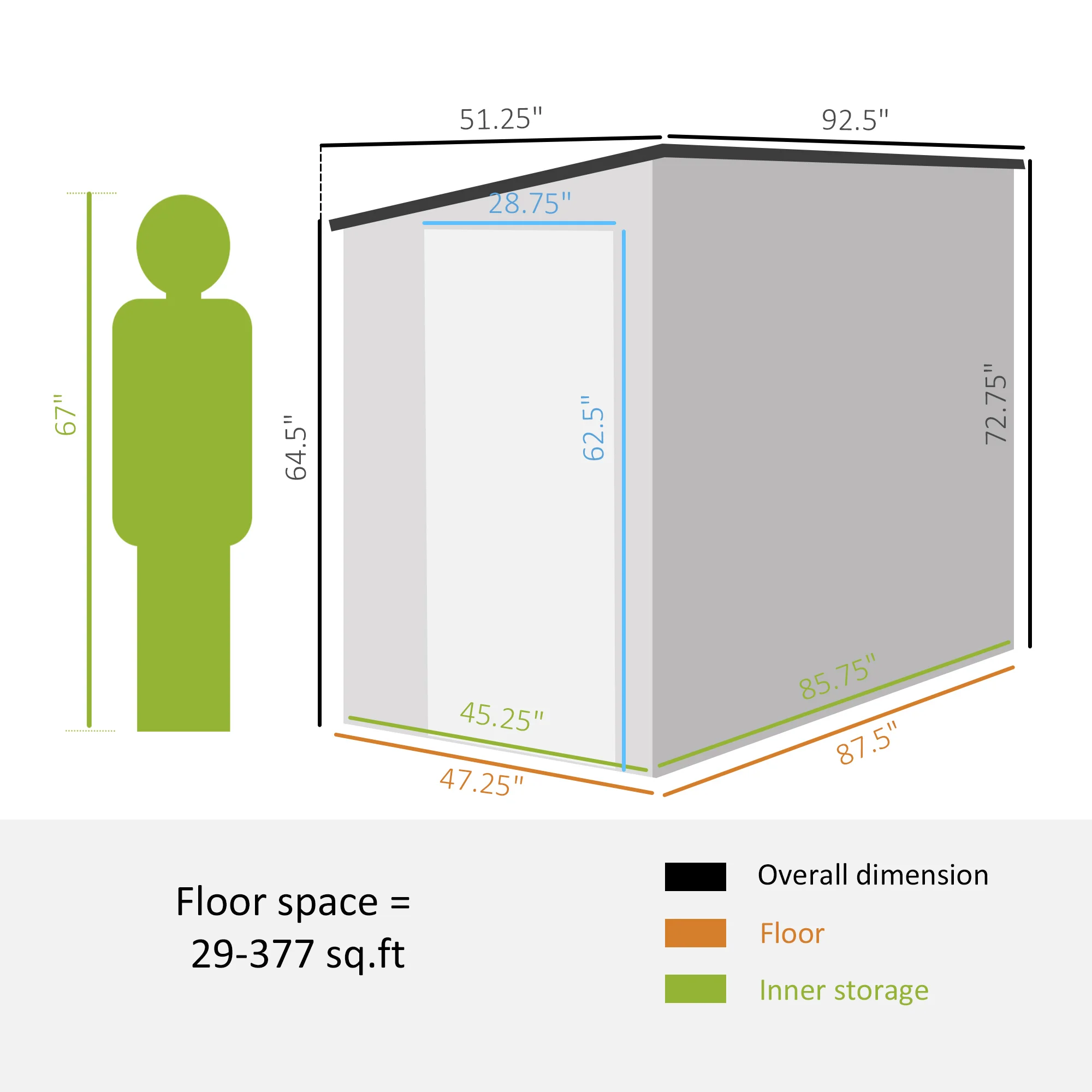 4\' X 8\' Steel Garden Storage Shed Metal Tool House with Lock and 2 Air Vents